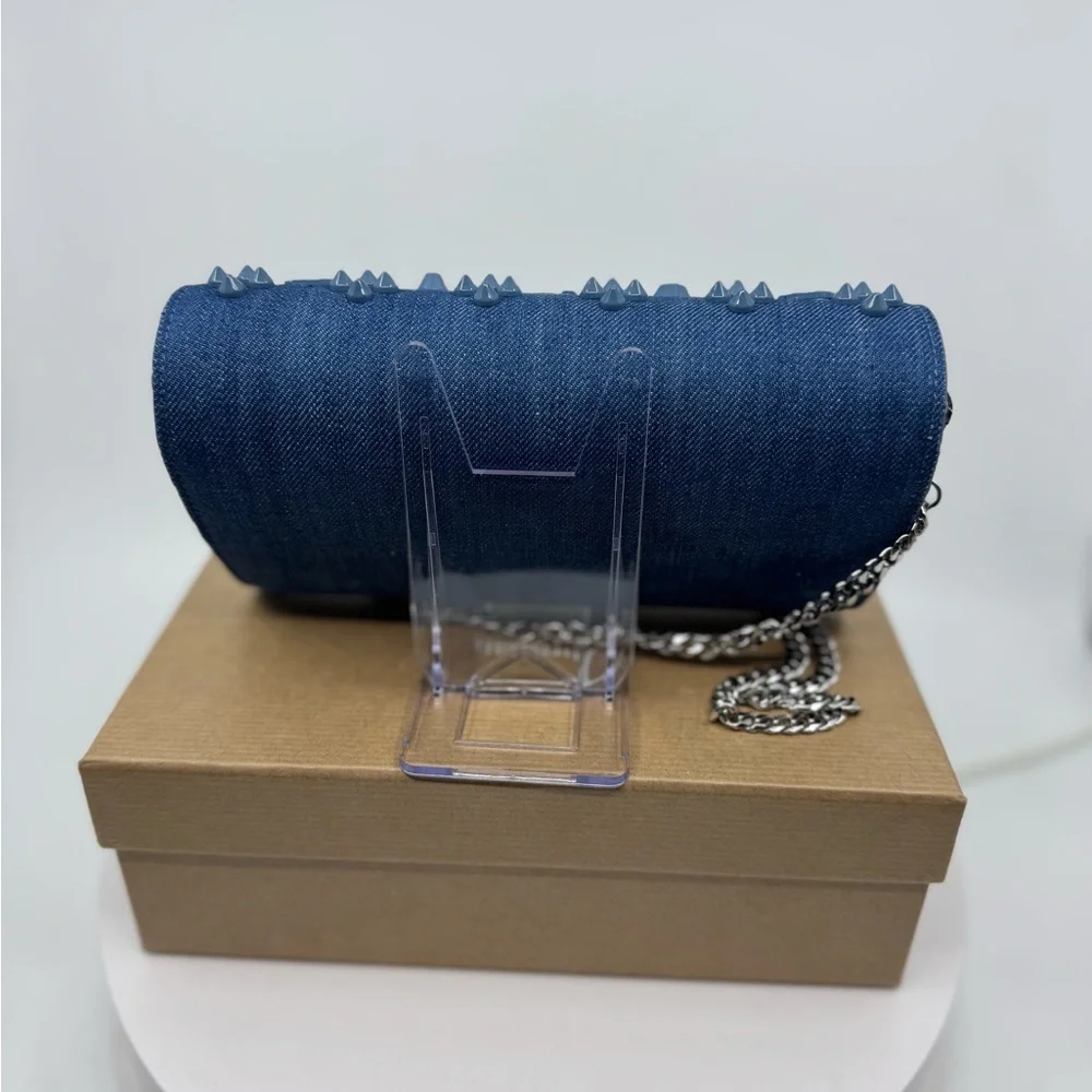 Christian Louboutin DENIM Paloma Embellished Clutch Wallet on Chain New in Box!